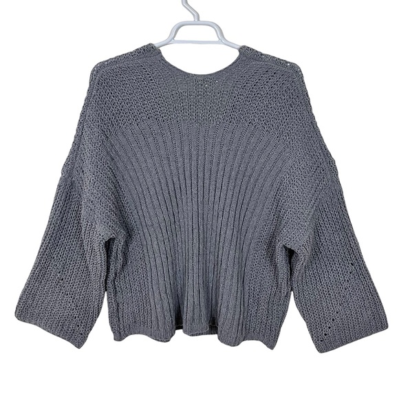 Umgee Oversized Chenille Loose Knit Wide Neckline V-neck Sweater - Picture 9 of 16